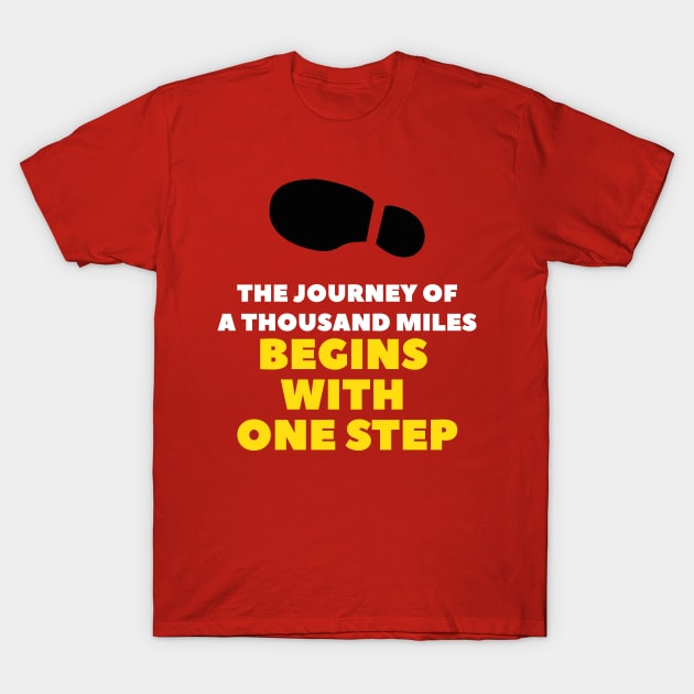 The journey of a thousand miles begins with one step T Shirt, Footprints Tee Shirts T-Shirt by robertchoi